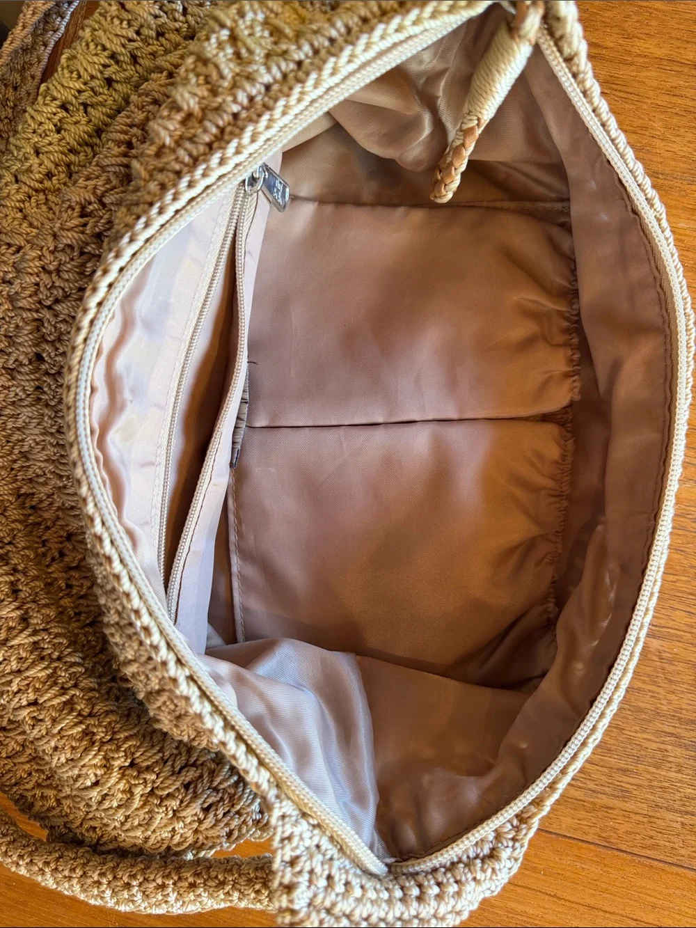 Woven Crossbody Shoulder Bag in Beige